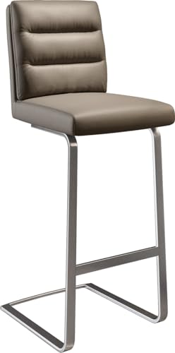 DELIFE Barstuhl Pela-Flex Freischwinger flach Edelstahl Echt-Leder Schlamm Taschenfederkern von DELIFE