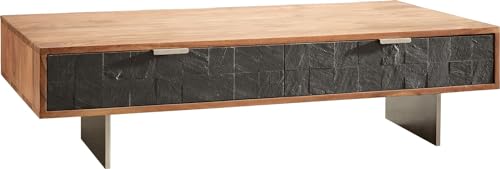 Beistelltisch Teele Akazie Natur Schiefer115x60 cm 4 Schubfächer Couchtisch Fuß schwebend Edelstahl Beistelltisch Teele Akazie Natur Schiefer115x60 cm 4 Schubfächer Couchtisch Fuß schwebend Edelstahl von DELIFE