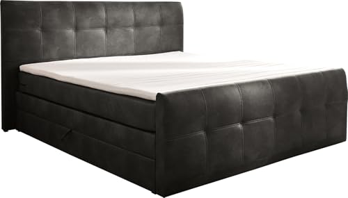DELIFE Bett Amarillo Anthrazit 180x200 Matratze mit Topper und Bettkasten Boxspringbett von DELIFE
