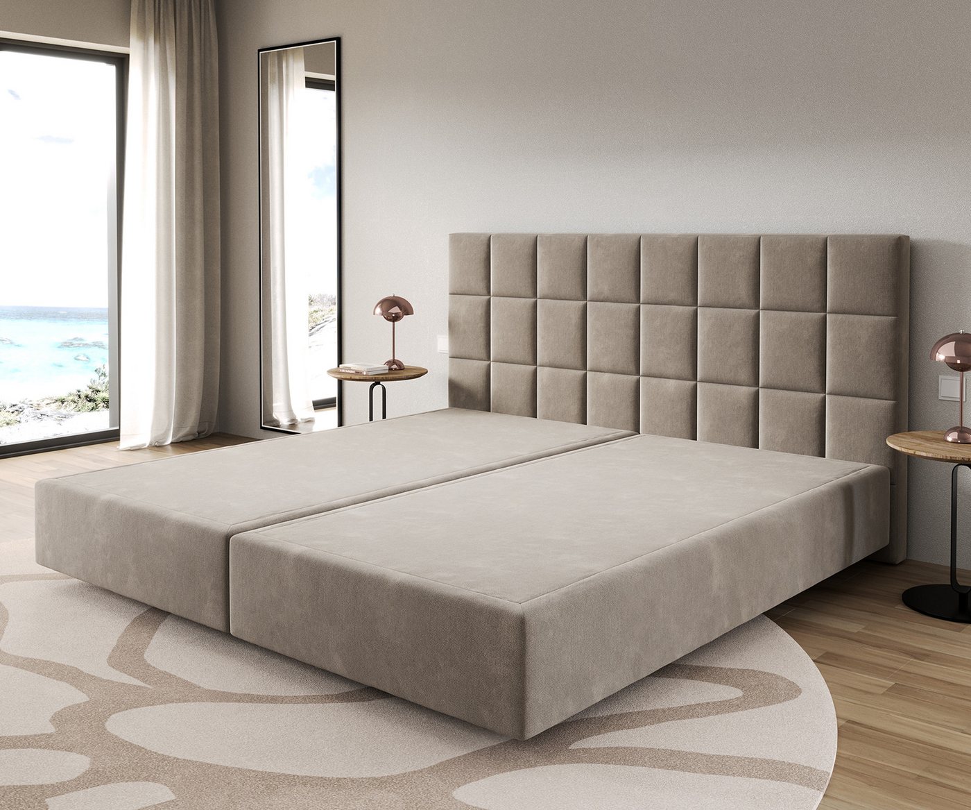 DELIFE Bettgestell Dream-Fine, Mikrofaser Beige 200x200 cm von DELIFE