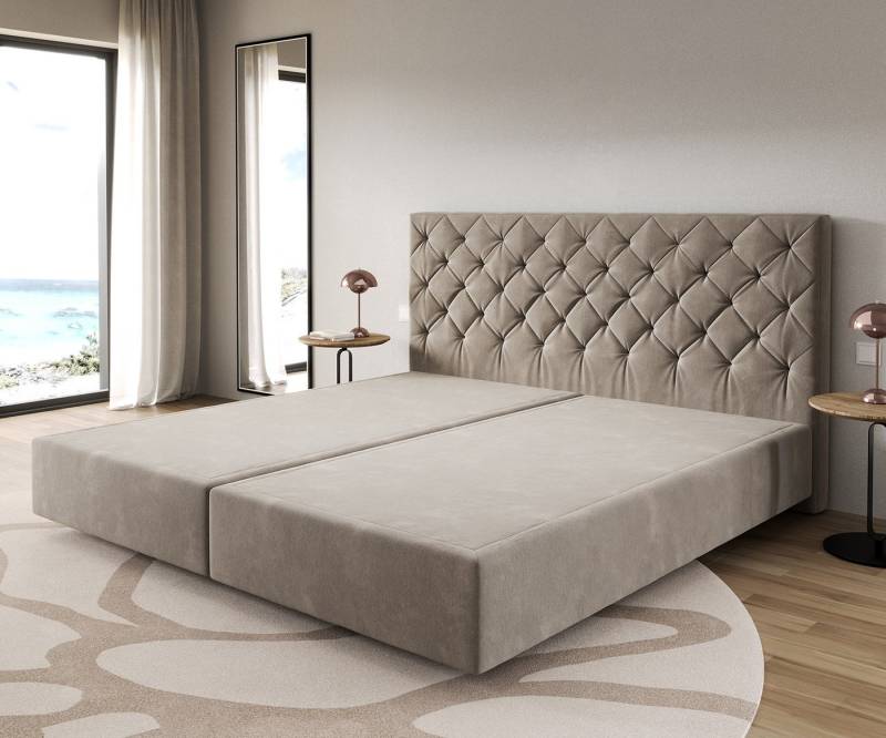 DELIFE Bettgestell Dream-Great, Mikrofaser Beige 200x200 cm von DELIFE