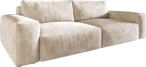 DELIFE Big-Couch Lanzo XL Cord Beige 270x130 cm von DELIFE