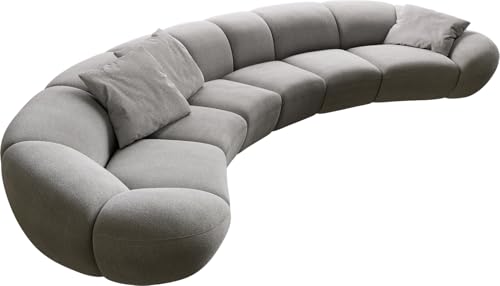 DELIFE Big-Sofa Lunna Strukturstoff Soft Grau 470x210 cm 3 Kissen von DELIFE