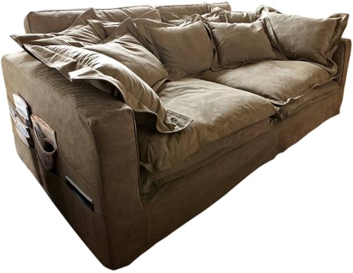 DELIFE Big-Sofa Noelia Braun 240x145 cm mit Kissen Hussensofa von DELIFE