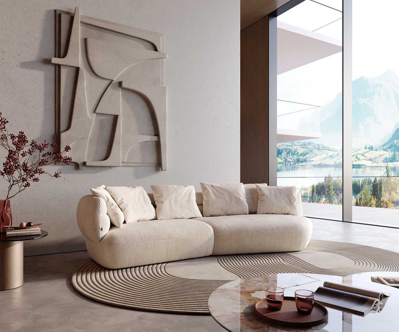DELIFE Big-Sofa Roya, Cord Beige 320x140 cm DELIFE Big-Sofa Roya, Cord Beige 320x140 cm von DELIFE