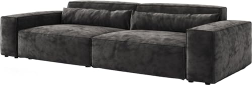 DELIFE Big-Sofa Sirpio XL Mikrofaser Schwarz 270x130 cm von DELIFE