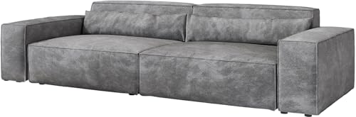 DELIFE Big-Sofa Sirpio XL Mikrofaser Taupe 270x130 cm von DELIFE