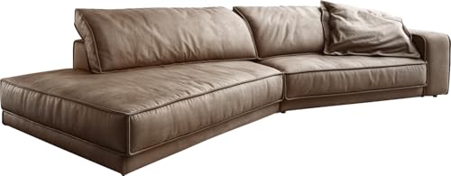 DELIFE Big-Sofa Snoosh Mikrofaser Schlamm Vintage 400x150 cm Recamiere Links von DELIFE