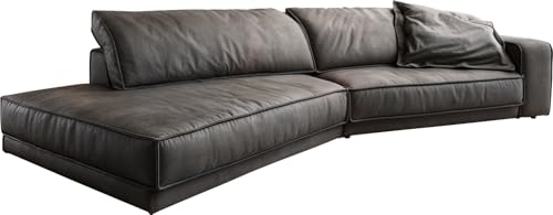 DELIFE Big-Sofa Snoosh Mikrofaser Schwarz Vintage 400x150 cm Recamiere Links von DELIFE