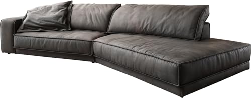 DELIFE Big-Sofa Snoosh Mikrofaser Schwarz Vintage 400x150 cm Recamiere rechts von DELIFE