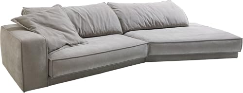 DELIFE Big-Sofa Snoosh Strukturstoff Soft Grau 400x150 cm Recamiere rechts von DELIFE