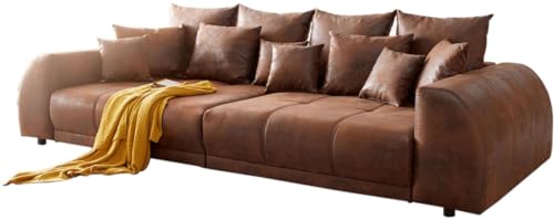 DELIFE Big-Sofa Violetta Braun 310x135 cm Antik Optik inklusive Kissen Big-Sofa von DELIFE