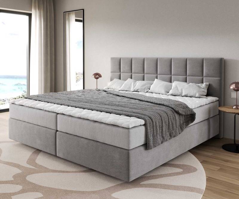 DELIFE Boxspringbett Dream-Fine, Mikrofaser Grau 200x200 cm mit Taschenfederkernmatratze und Topper Vis DELIFE Boxspringbett Dream-Fine, Mikrofaser Grau 200x200 cm mit Taschenfederkernmatratze und Topper Vis von DELIFE