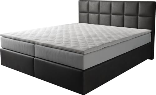 DELIFE Boxspringbett Dream-Fine Mikrofaser Anthrazit Vintage 180x200 cm TFK Matratze u. Topper von DELIFE