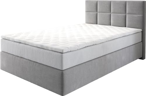 DELIFE Boxspringbett Dream-Fine Mikrofaser Grau 120x200 cm mit TFK Matratze und Visco Topper von DELIFE