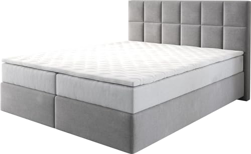 DELIFE Boxspringbett Dream-Fine Mikrofaser Grau 160x200 cm mit TFK Matratze und Visco Topper von DELIFE