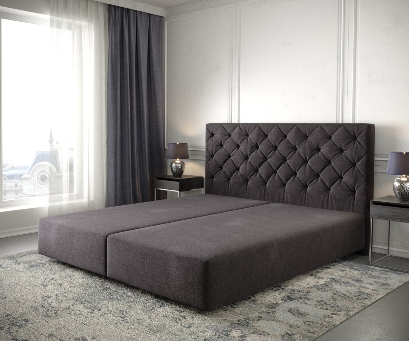 DELIFE Boxspringbett Dream-Great, Mikrofaser Schwarz 180x200 cm von DELIFE