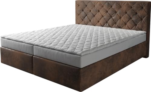 DELIFE Boxspringbett Dream-Great Braun Vintage 180x200 cm mit Matratze und Topper von DELIFE