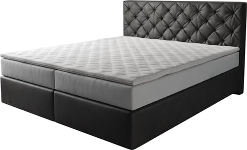 DELIFE Boxspringbett Dream-Great Mikrofaser Anthrazit Vintage 180x200 cm TFK Matratze u. Topper von DELIFE