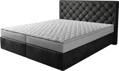 DELIFE Boxspringbett Dream-Great Mikrofaser Anthrazit Vintage 180x200 cm mit Matratze und Topper von DELIFE