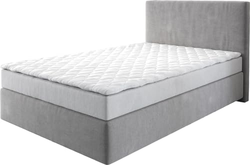 DELIFE Boxspringbett Dream-Well Mikrofaser Grau 120x200 cm mit Matratze und Topper von DELIFE