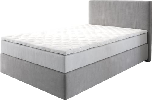 DELIFE Boxspringbett Dream-Well Mikrofaser Grau 120x200 cm mit TFK Matratze und Visco Topper von DELIFE