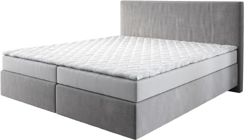 DELIFE Boxspringbett Dream-Well Mikrofaser Grau 180x200 cm mit Matratze und Topper von DELIFE
