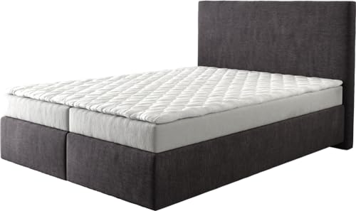 DELIFE Boxspringbett Dream-Well Mikrofaser Schwarz 140x200 cm mit Matratze und Topper von DELIFE