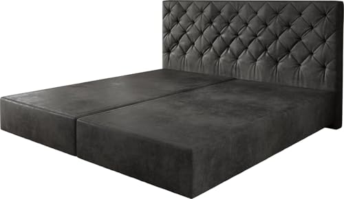 DELIFE Boxspringgestell Dream-Great Mikrofaser Anthrazit Vintage 200x200 cm von DELIFE