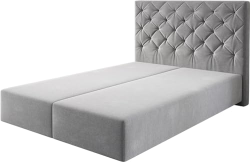 DELIFE Boxspringgestell Dream-Great Mikrofaser Grau 140x200 cm von DELIFE
