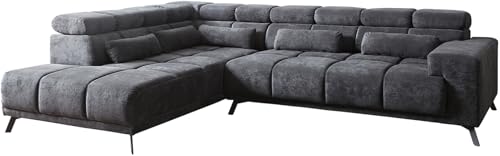 DELIFE Couch Catan Mikrofaser Anthrazit 295x230 Ottomane Links Relaxfunktion Ecksofa von DELIFE