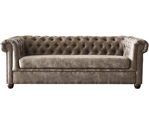 DELIFE Couch Chesterfield 3-Sitzer Vintage Taupe Abgesteppt von DELIFE