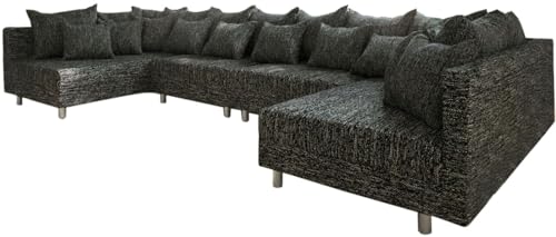 DELIFE Couch Clovis XL Schwarz Strukturstoff Wohnlandschaft Modulares Sofa von DELIFE