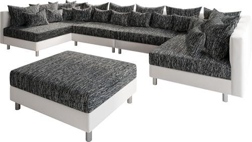 DELIFE Couch Clovis XL Weiss Schwarz mit Hocker Wohnlandschaft Modulsofa DELIFE Couch Clovis XL Weiss Schwarz mit Hocker Wohnlandschaft Modulsofa von DELIFE