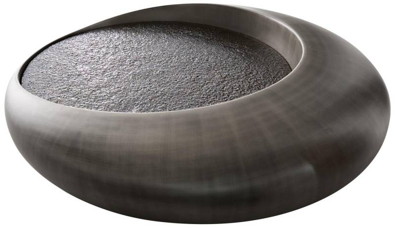 DELIFE Couchtisch Blaise, Metallic Silber 100x100 cm mit Reliefglas Grau Couchtisch von DELIFE