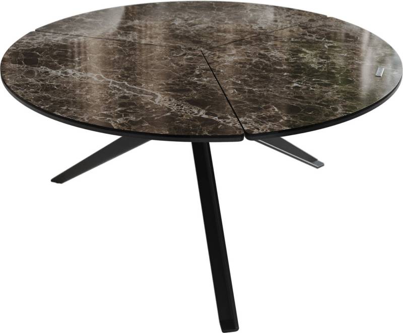 DELIFE Couchtisch Delron, Keramik Laminam®Emperador Extra Lucidato Dunkelbraun 70x70 cm Kreuzfuß von DELIFE