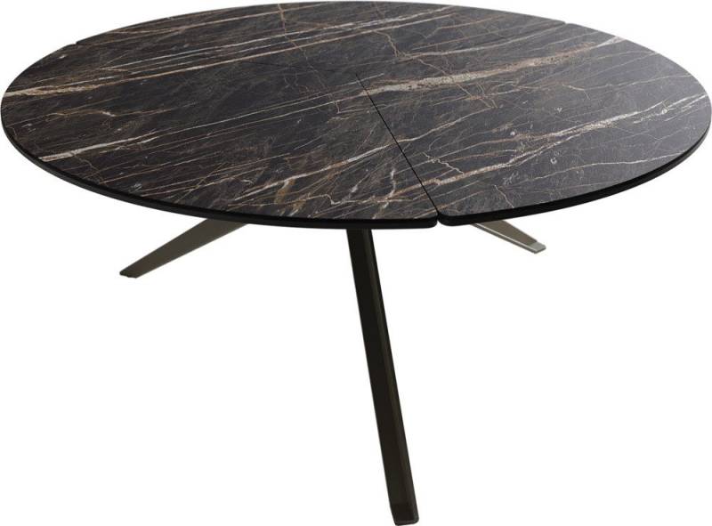 DELIFE Couchtisch Delron, Keramik Laminam®Noir Desir Braun 90x90 cm Kreuzfuß Flach Metall Effekt von DELIFE