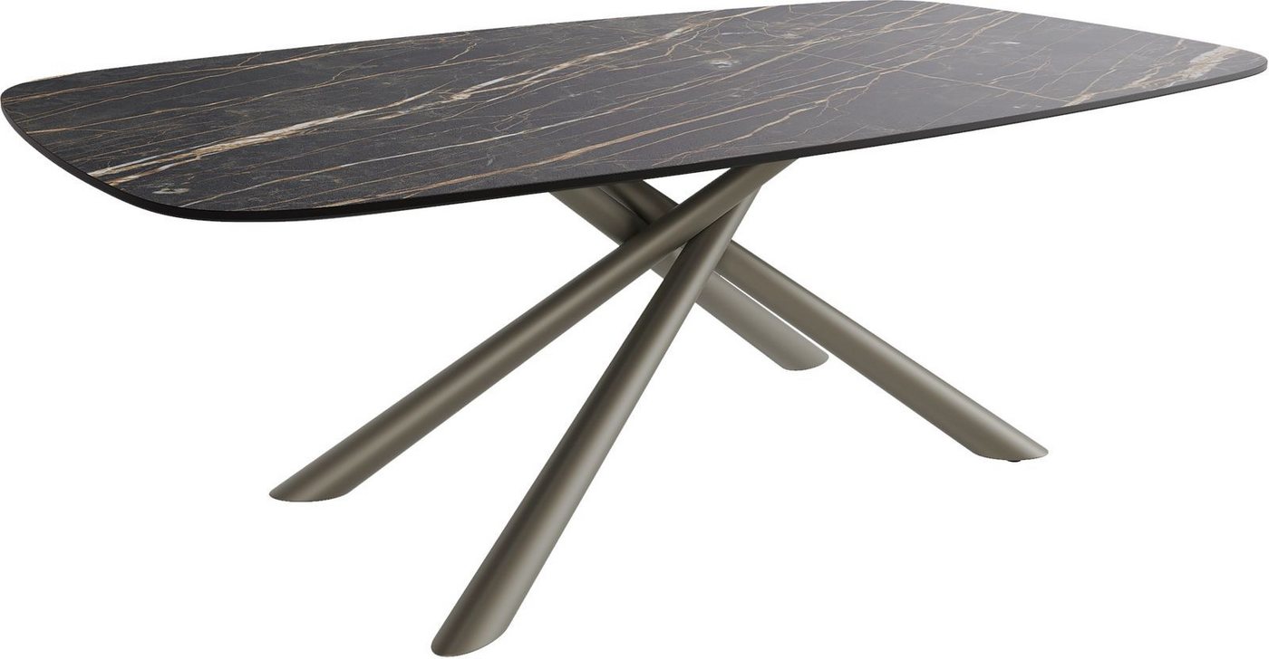 DELIFE Couchtisch Edge, Boot 120x70 cm Keramik Laminam® Noir Desir Braun Sarity Metall Effektf von DELIFE