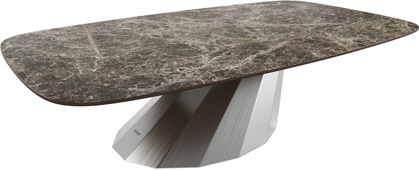 DELIFE Couchtisch Edge, Boot 140x80 cm Keramik Laminam® Emperador Extra Lucidato Dunkelbraun P von DELIFE