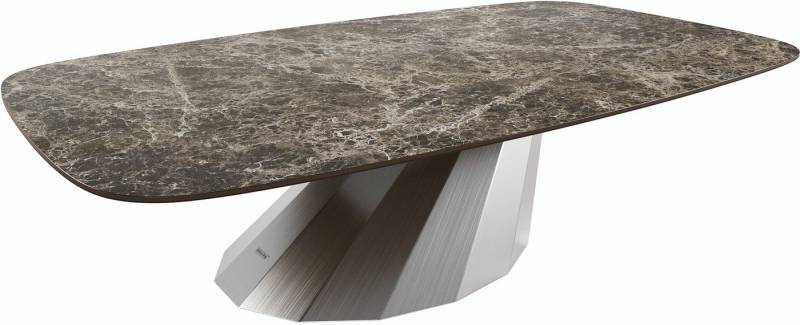 DELIFE Couchtisch Edge, Boot 140x80 cm Keramik Laminam® Emperador Extra Lucidato Dunkelbraun P von DELIFE