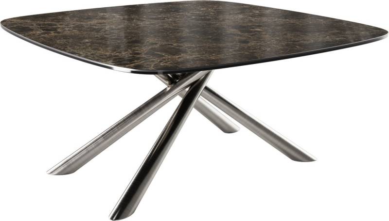 DELIFE Couchtisch Edge, Boot 90x90 cm Keramik Laminam® Emperador Extra Lucidato Dunkelbraun Sa von DELIFE