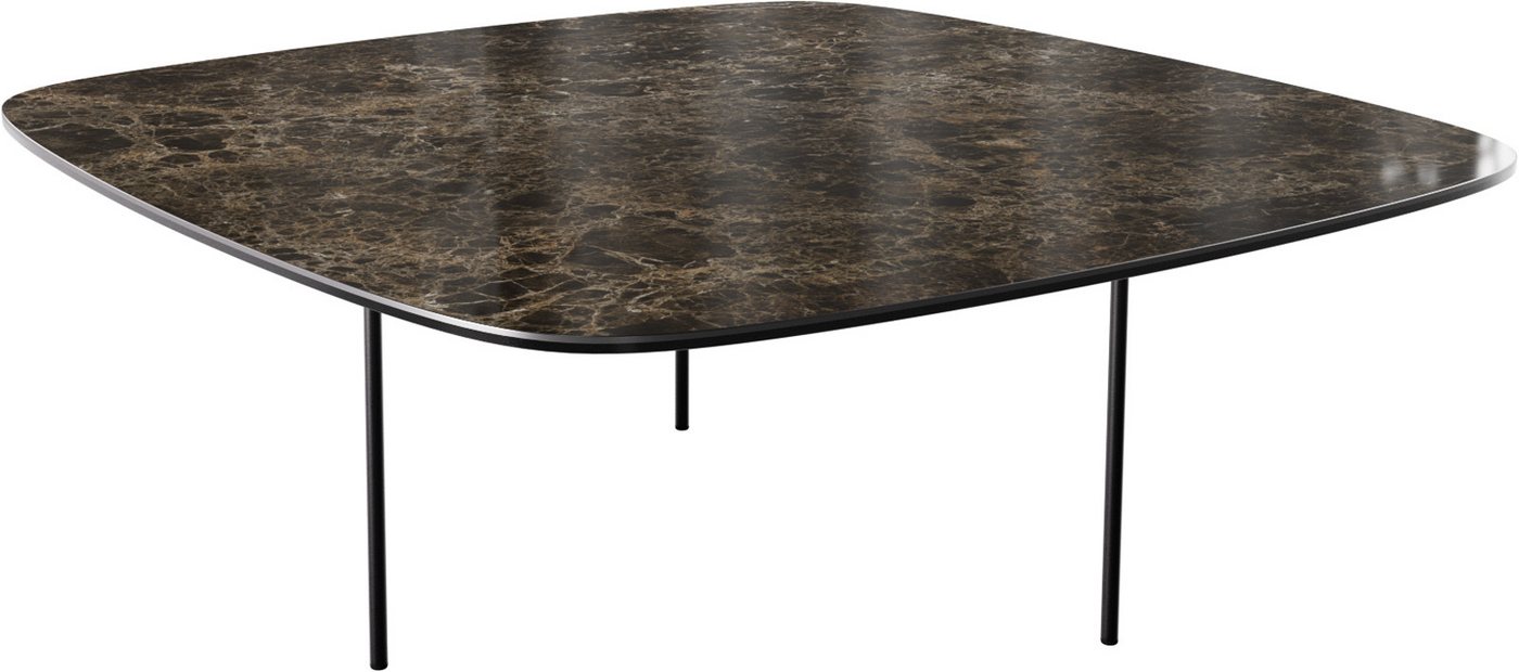 DELIFE Couchtisch Edge, Boot 90x90 cm Keramik Laminam® Emperador Extra Lucidato Dunkelbraun Tr von DELIFE