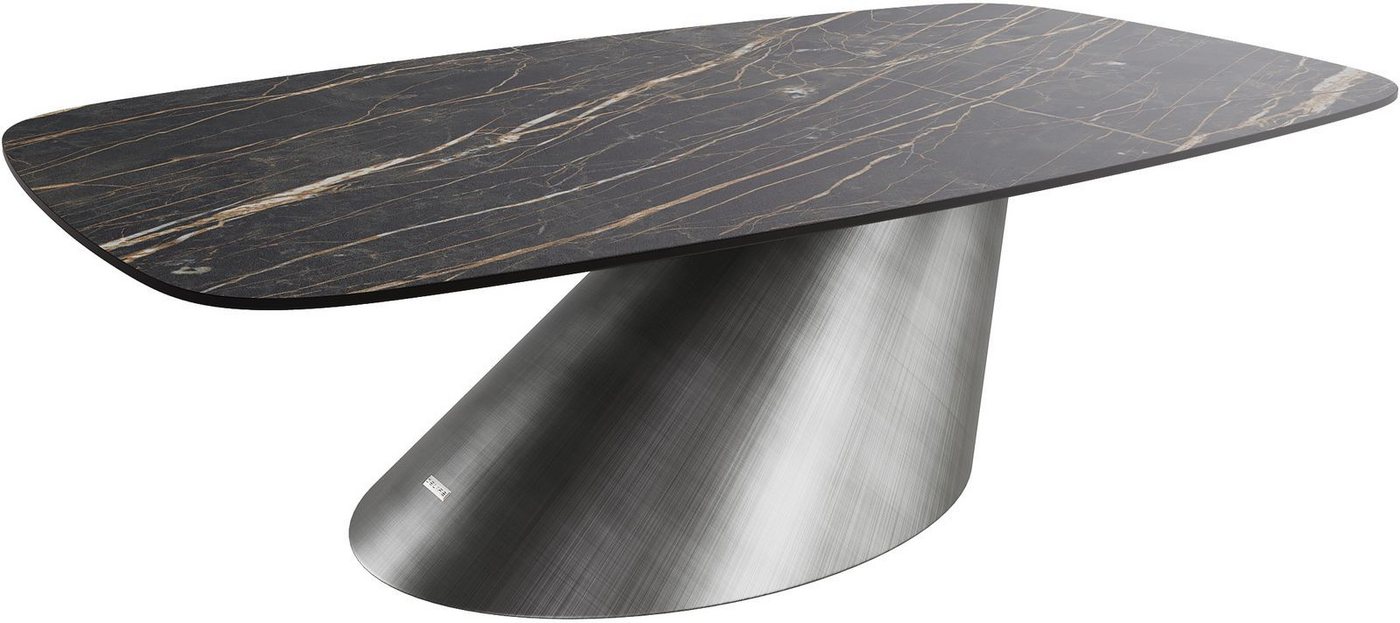 DELIFE Couchtisch Edge, Boot 120x70 cm Keramik Laminam® Noir Desir Braun Conis Metallic Silber von DELIFE