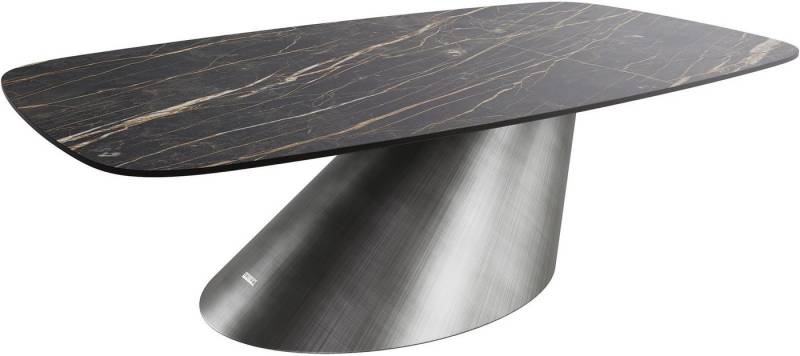 DELIFE Couchtisch Edge, Boot 120x70 cm Keramik Laminam® Noir Desir Braun Conis Metallic Silber von DELIFE