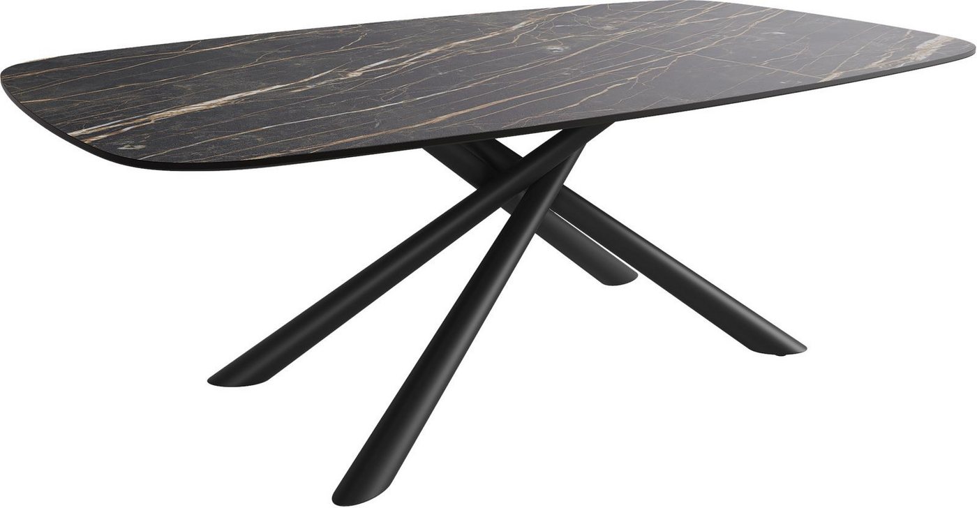 DELIFE Couchtisch Edge, Boot 120x70 cm Keramik Laminam® Noir Desir Braun Sarity Metall Schwarz von DELIFE