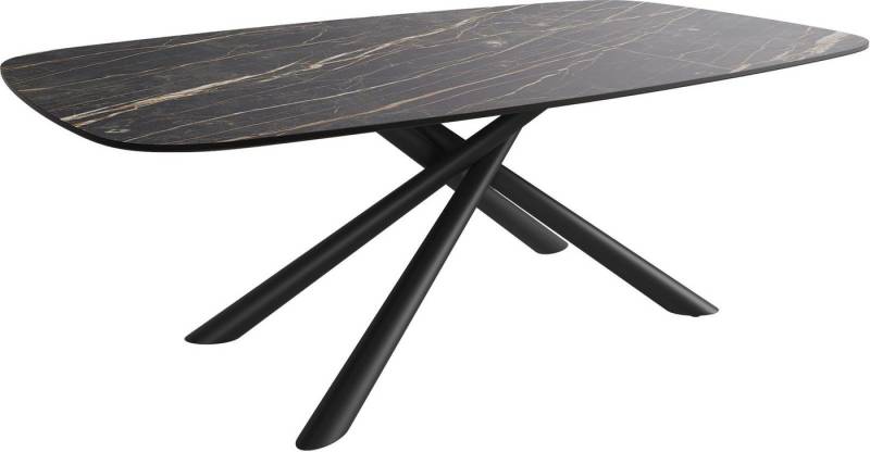 DELIFE Couchtisch Edge, Boot 120x70 cm Keramik Laminam® Noir Desir Braun Sarity Metall Schwarz von DELIFE