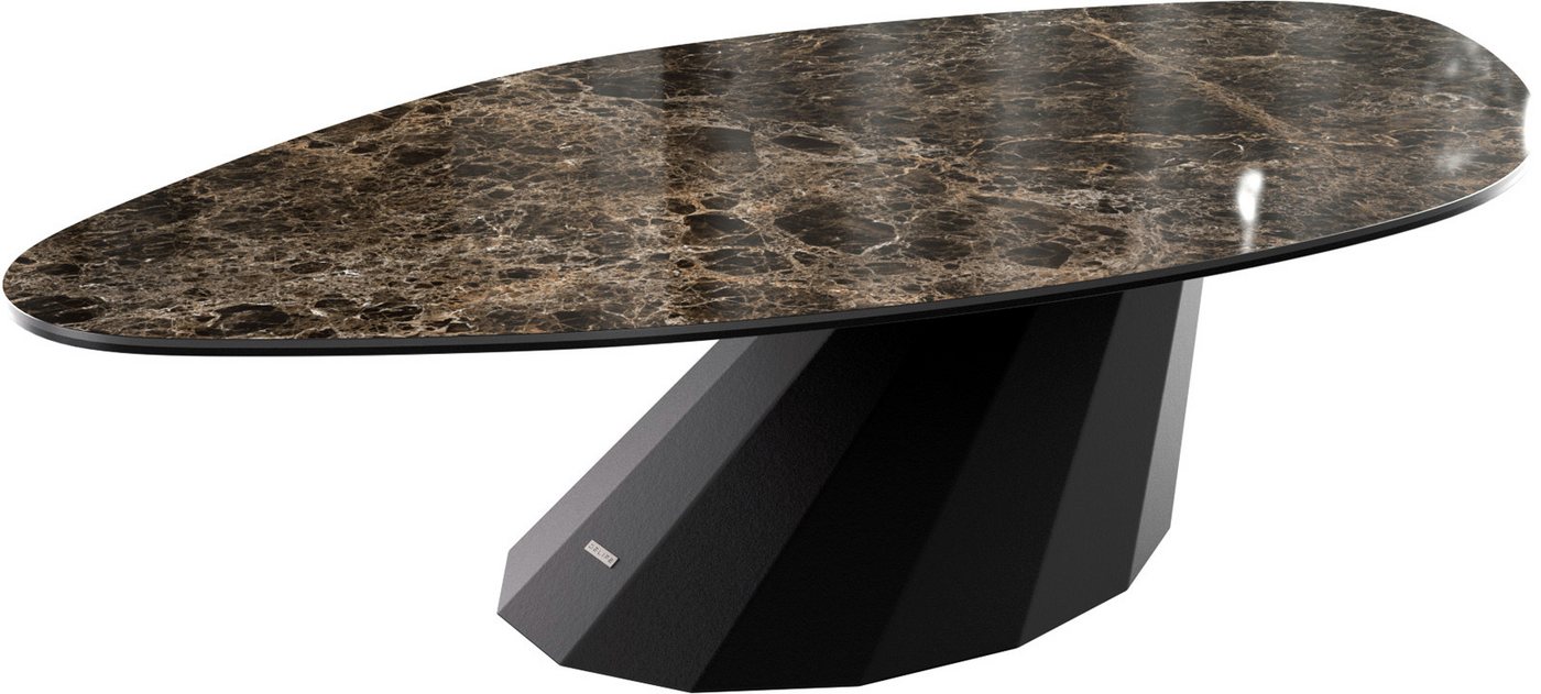 DELIFE Couchtisch Edge, Organisch 140x76 cm Keramik Laminam® Emperador Extra Lucidato Dunkelbr von DELIFE