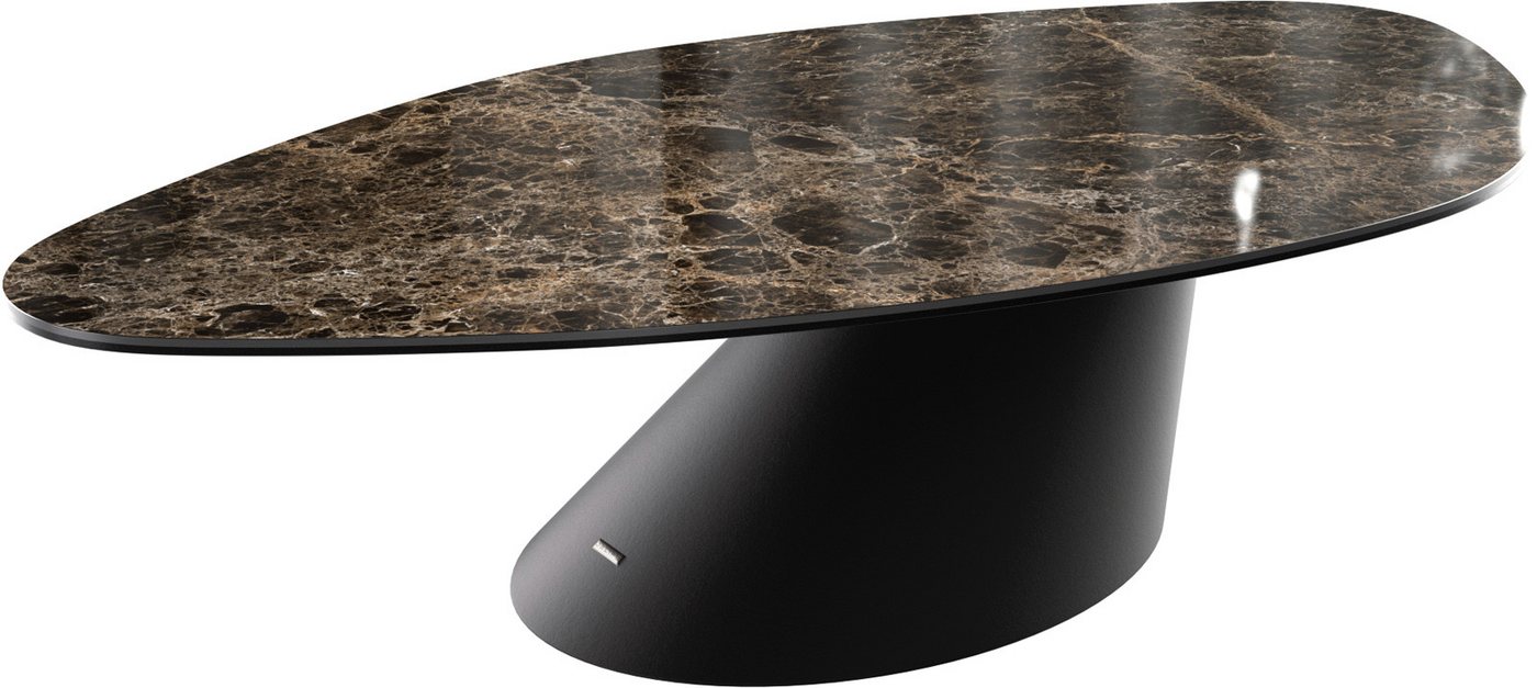 DELIFE Couchtisch Edge, Organisch 140x76 cm Keramik Laminam® Emperador Extra Lucidato Dunkelbr von DELIFE