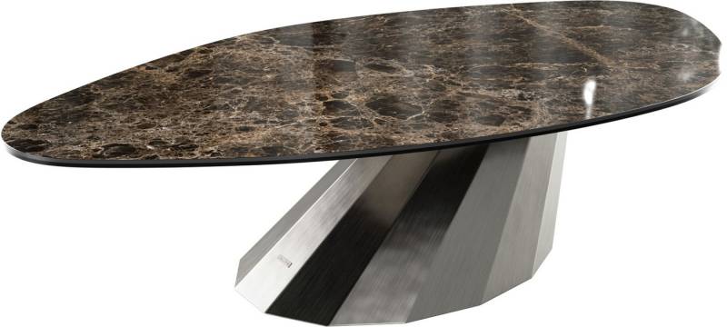 DELIFE Couchtisch Edge, Organisch 140x76 cm Keramik Laminam® Emperador Extra Lucidato Dunkelbr von DELIFE