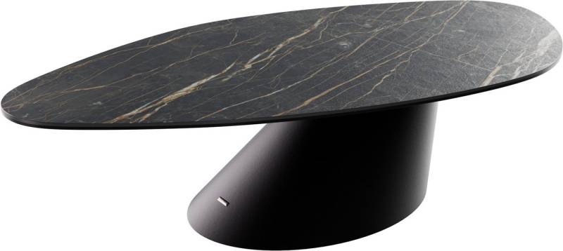 DELIFE Couchtisch Edge, Organisch 140x76 cm Keramik Laminam® Noir Desir Braun Conis Metall Sch von DELIFE